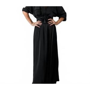 NEW LOCKER ROOM maxi shirt dress with vegan leather belt in black